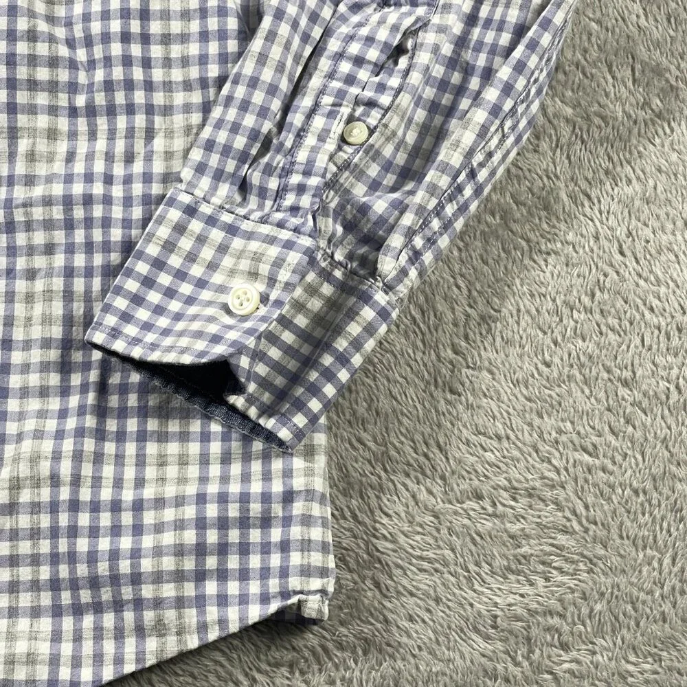 Banana Republic L Men Soft Wash Standard Fit Button Down Purple Plaid Casual‎